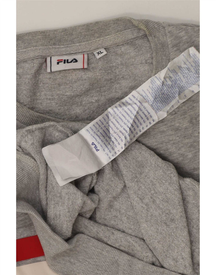 Мужской свитшот с рисунком Fila XL, серый хлопок с крапинками