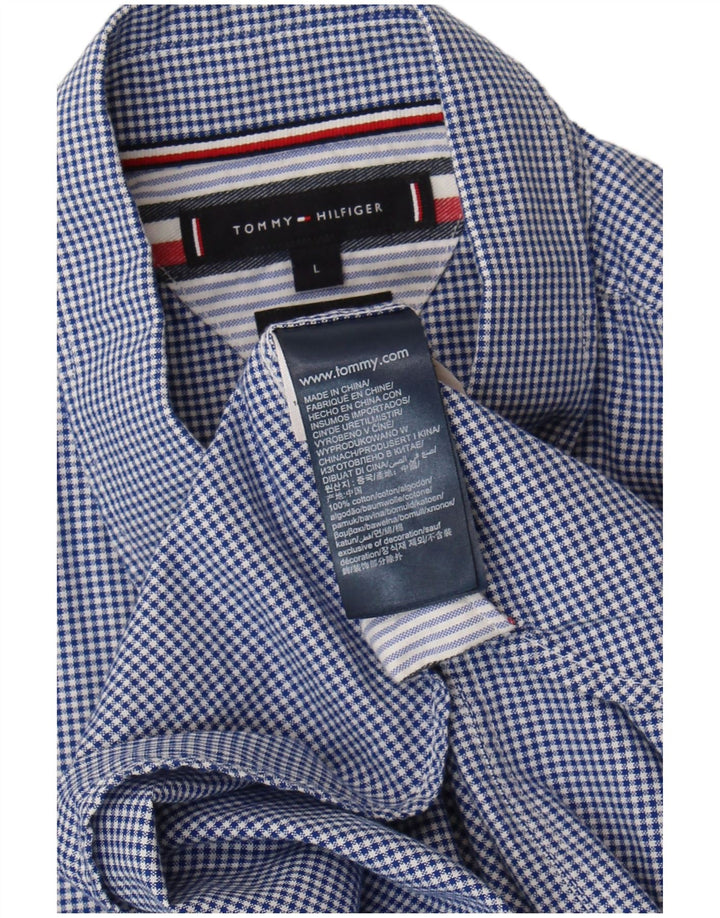 Мужская рубашка Tommy Hilfiger, большая синяя хлопковая клетка