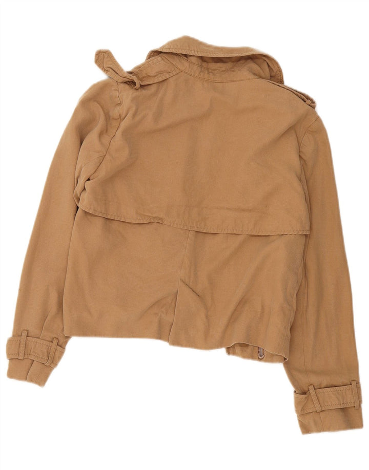 Женская открытая куртка в стиле милитари Zara UK 10, маленькая, лиоцелл бежевого цвета