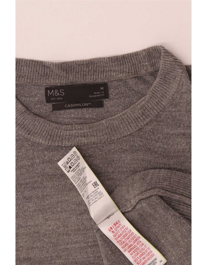 Мужской джемпер с вырезом лодочкой Marks & Spencer, средний серый акрил