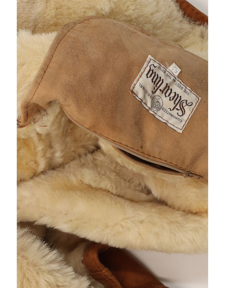 Винтажная мужская короткая куртка IT 52 XL Коричневая короткая дубленка