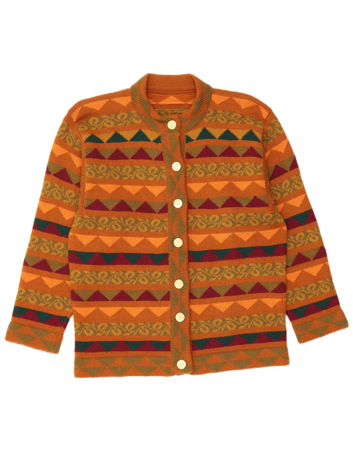 ВИНТАЖНЫЙ женский вязаный комплект из 2 юбок UK 14 Medium W28 Коричневый с геометрическим рисунком