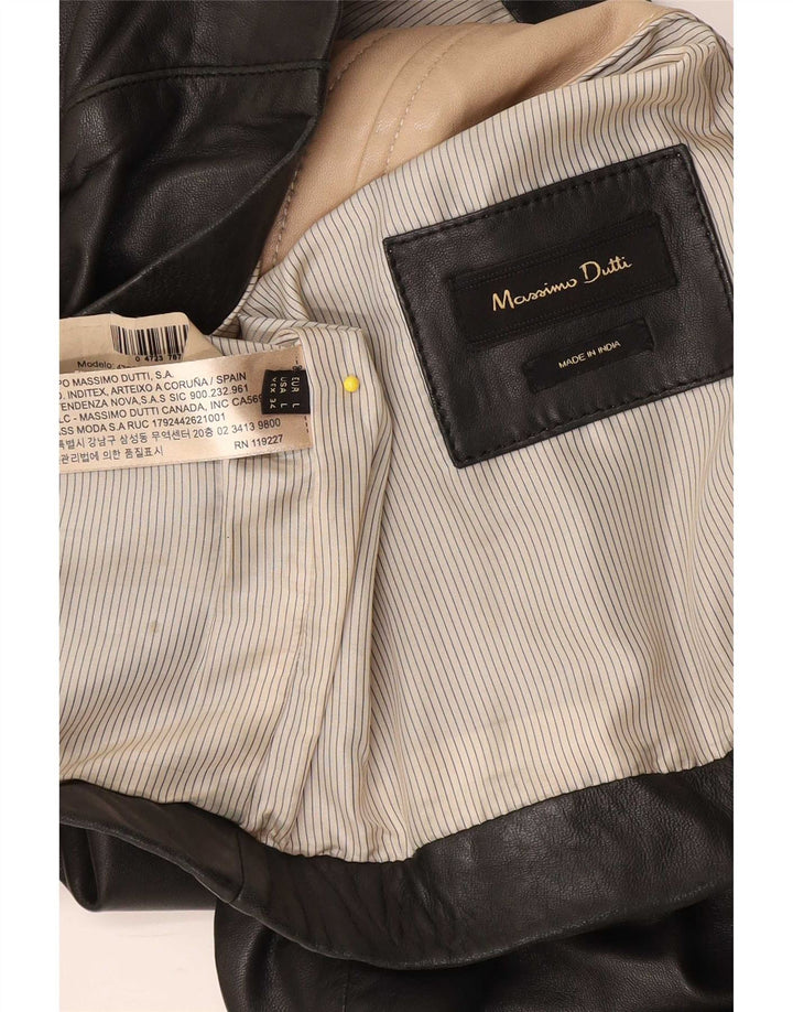 Женская кожаная куртка Massimo Dutti UK 14, большая черная кожа