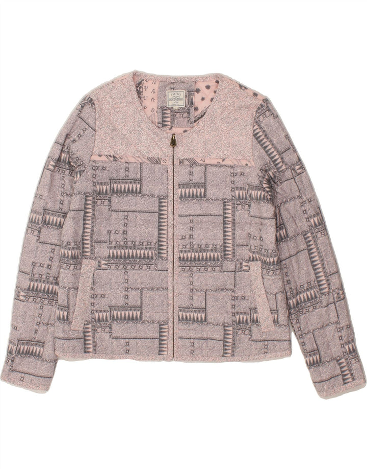 FAT FACE Womens Bomber Jacket UK 12 Medium Pink Geometric Vintage Fat Face and Second-Hand Fat Face from Messina Hembry 