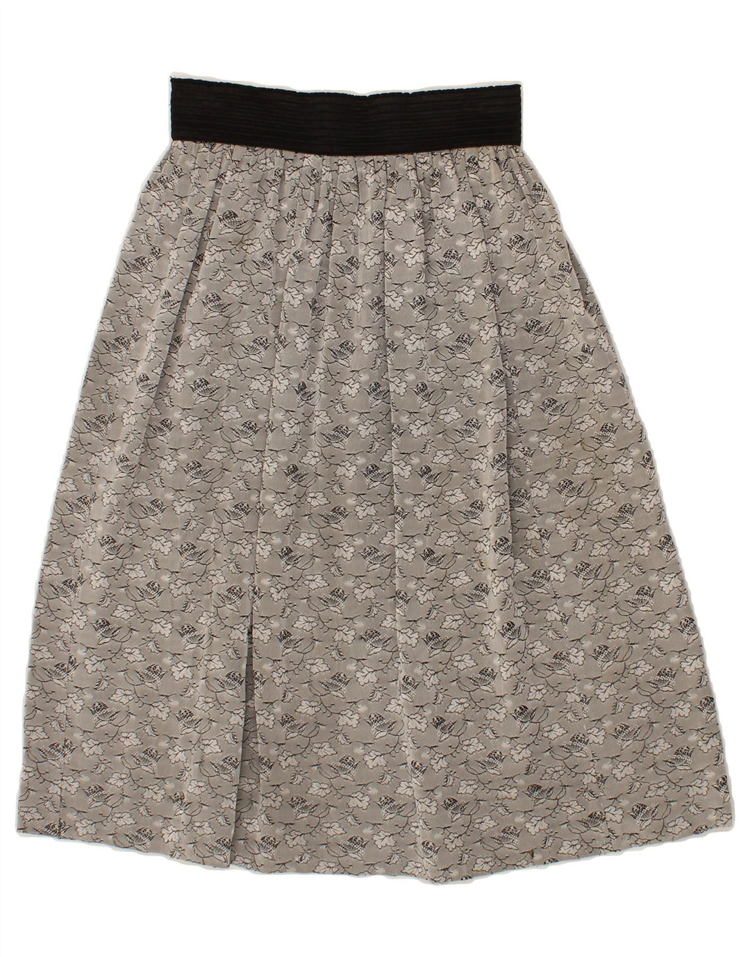 VINTAGE Womens A-Line Skirt W26 Small Grey Floral Vintage Vintage and Second-Hand Vintage from Messina Hembry 