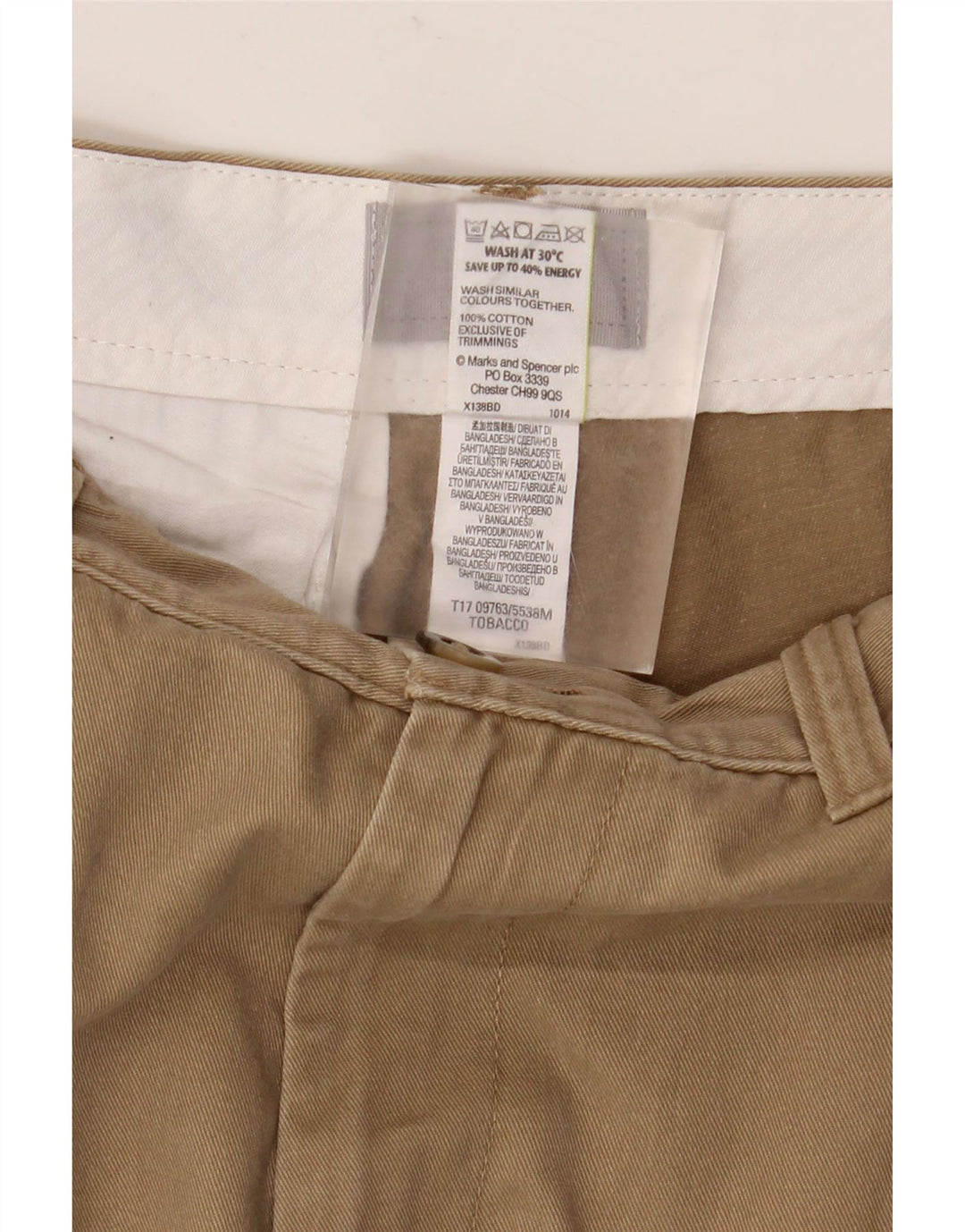 Мужские шорты чинос MARKS & SPENCER W32 среднего коричневого цвета, хлопок