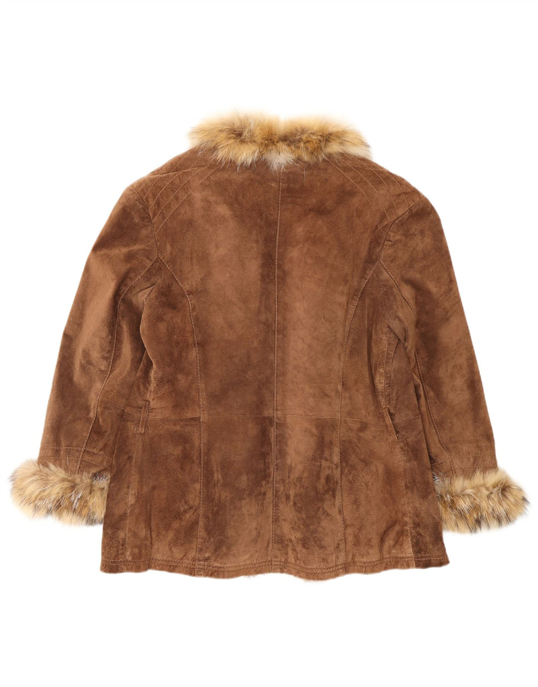 VINTAGE Женская открытая замшевая куртка IT 46, большая коричневая кожа