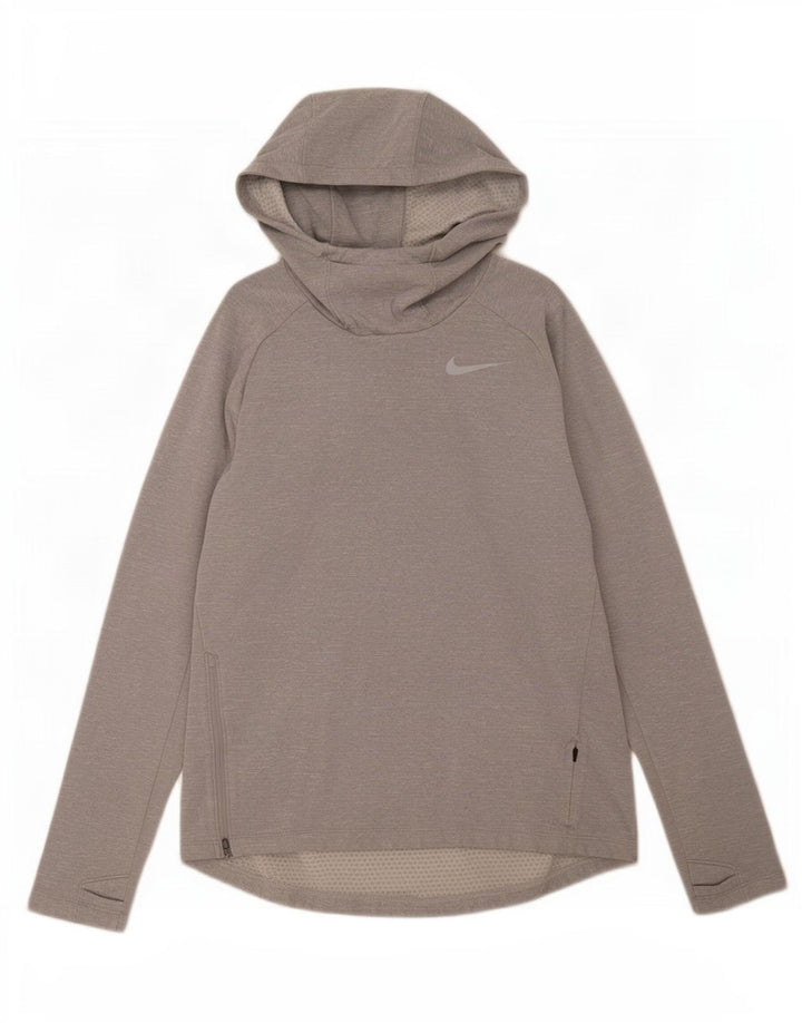 Мужской топ Nike Dri Fit с капюшоном и длинными рукавами, средний серый полиэстер с крапинками