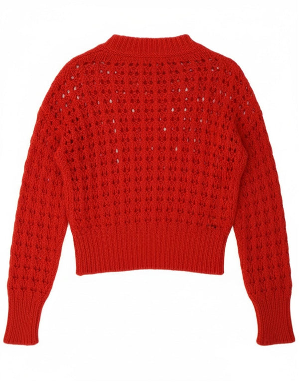Женский объемный укороченный джемпер с круглым вырезом Benetton UK 4 XS красный