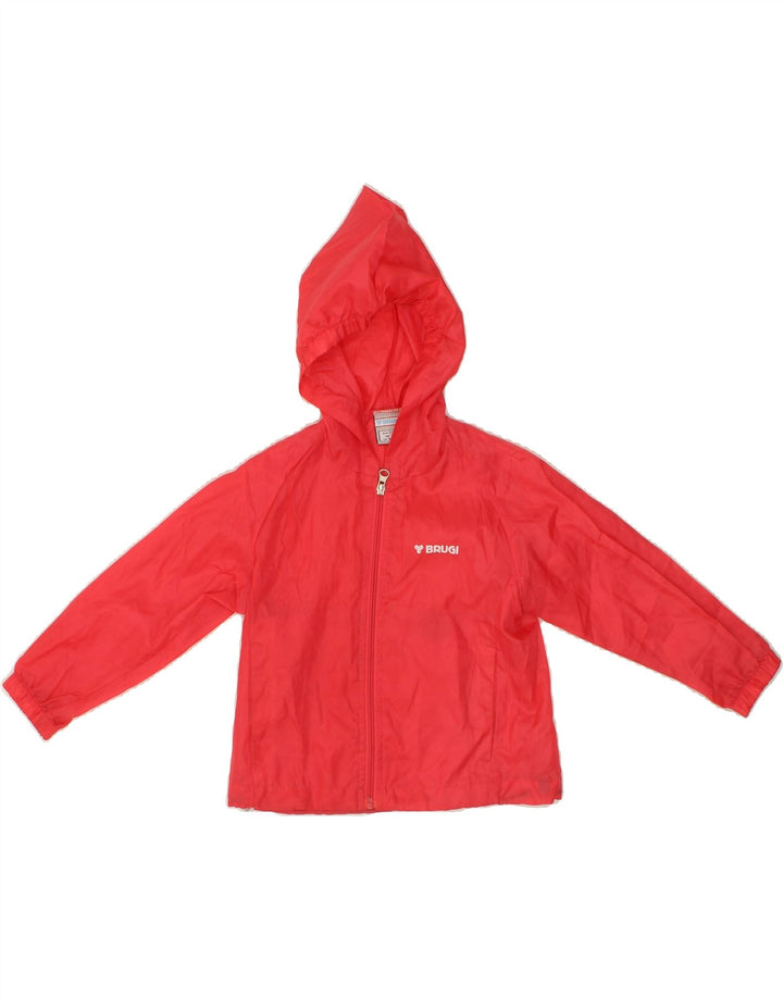 BRUGI Girls Hooded Rain Jacket 3-4 Years Red Polyester Vintage Brugi and Second-Hand Brugi from Messina Hembry 