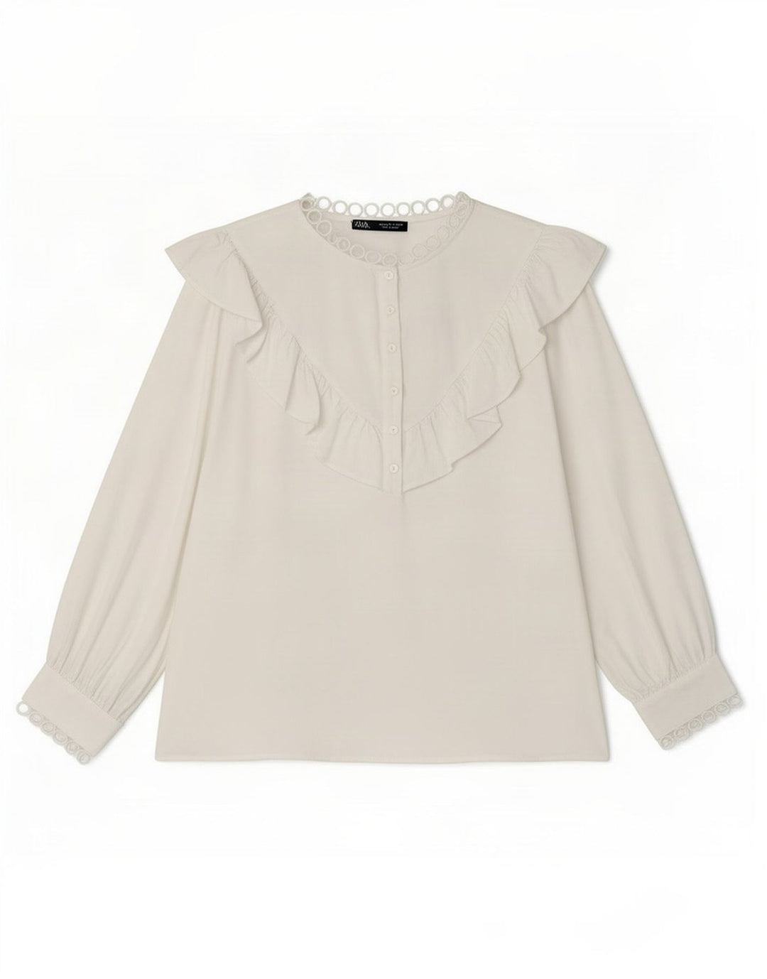 Женская блузка с рукавом 3/4 Zara UK 16, большой белый полиэстер