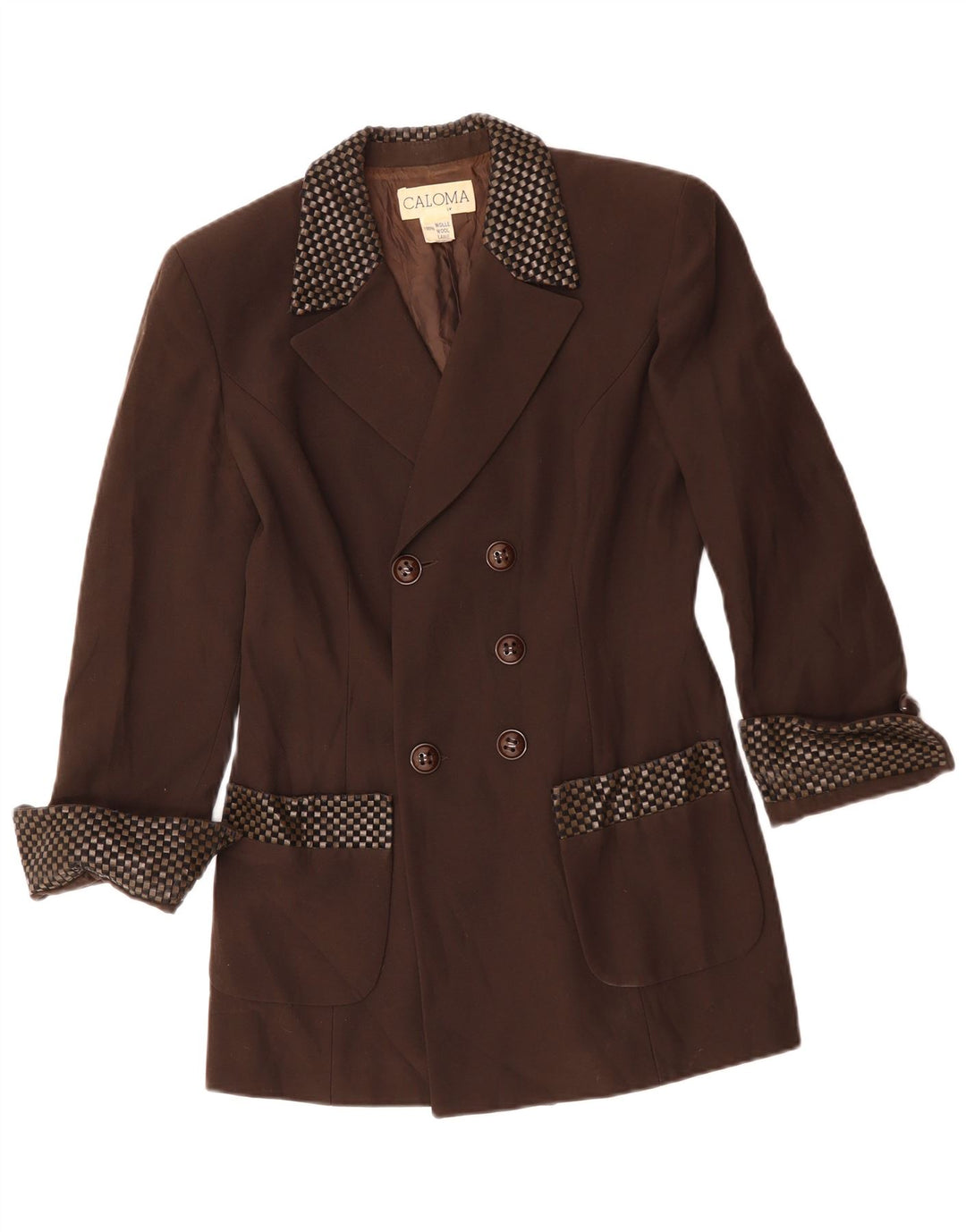 Caloma Женский удлиненный пиджак IT 44 Средний коричневый с геометрическим узором