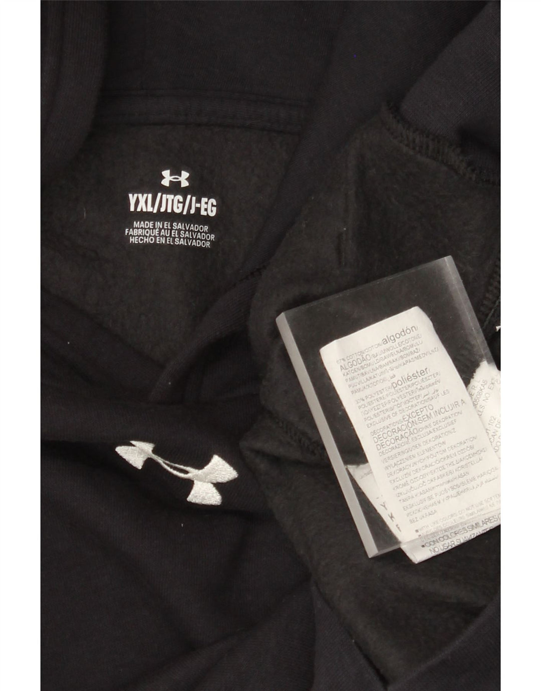 Джемпер с капюшоном UNDER ARMOR для мальчиков 13-14 лет, размер XL, черный хлопок