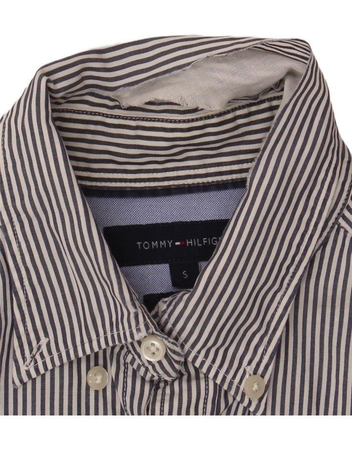 TOMMY HILFIGER Mens Regular Fit Shirt Small Blue Striped Cotton