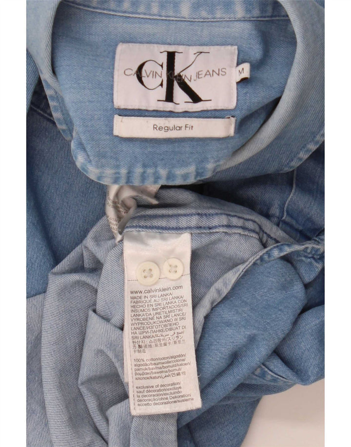 Calvin Klein Jeans Мужская джинсовая рубашка стандартного кроя, средний синий хлопок, хлопок