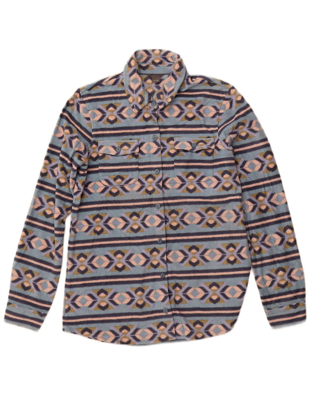 Женская флисовая рубашка EDDIE BAUER UK 12, средний синий, полиэстер Fair Isle
