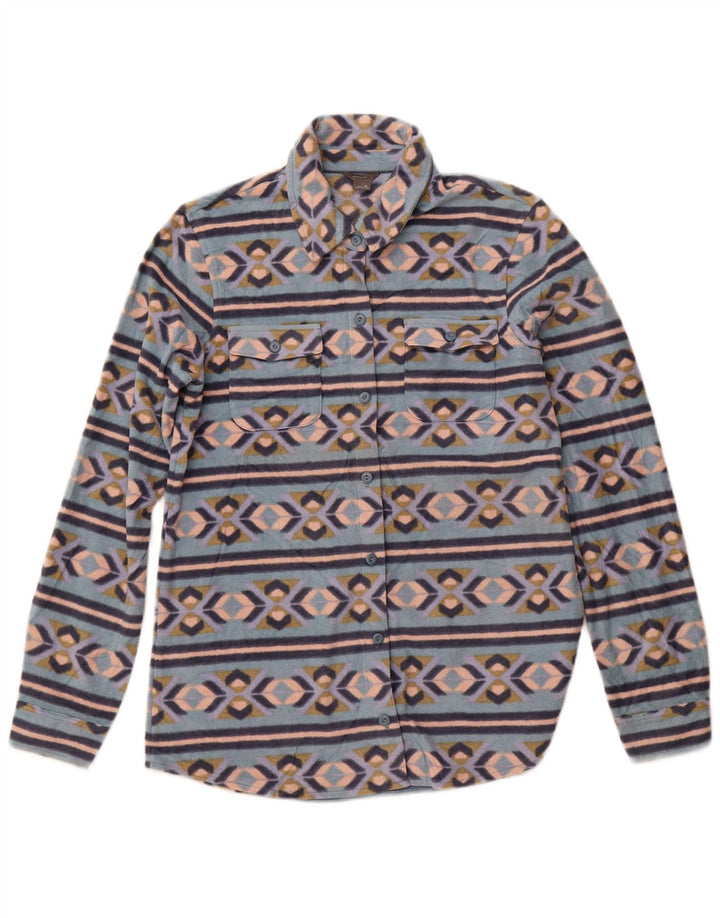 Женская флисовая рубашка EDDIE BAUER UK 12, средний синий, полиэстер Fair Isle