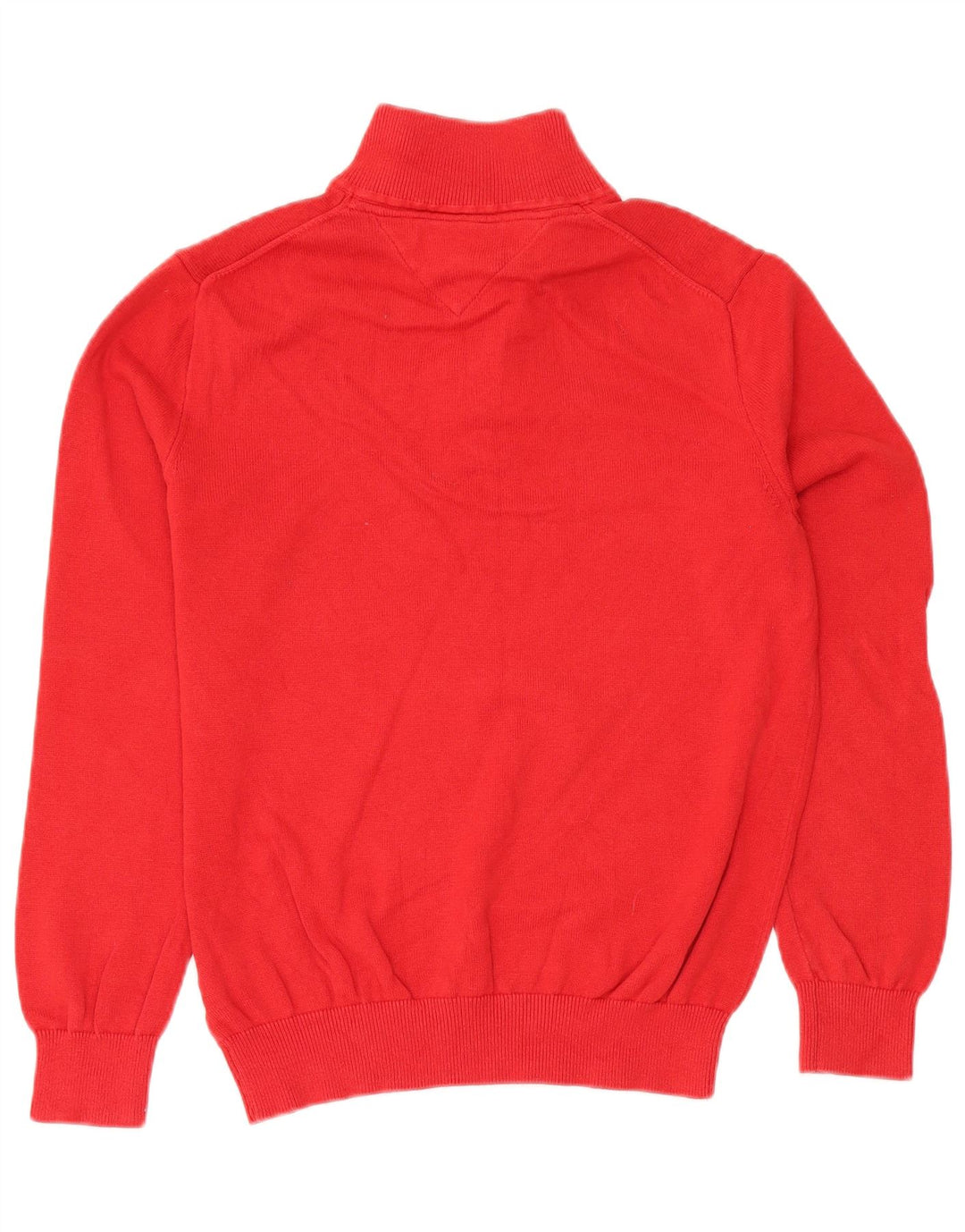 TOMMY HILFIGER Mens Zip Neck Jumper Sweater Medium Red Cotton