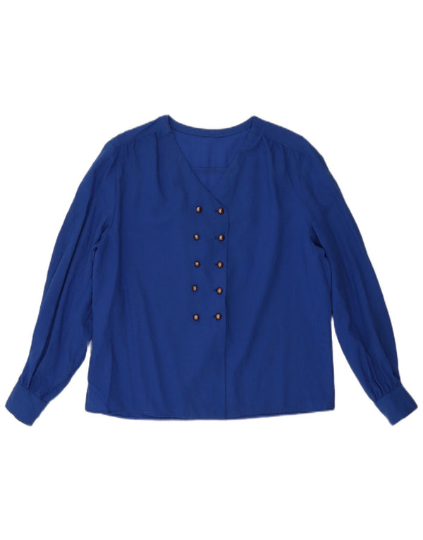 Vintage Womens Shirt Blouse UK 16 Large Blue