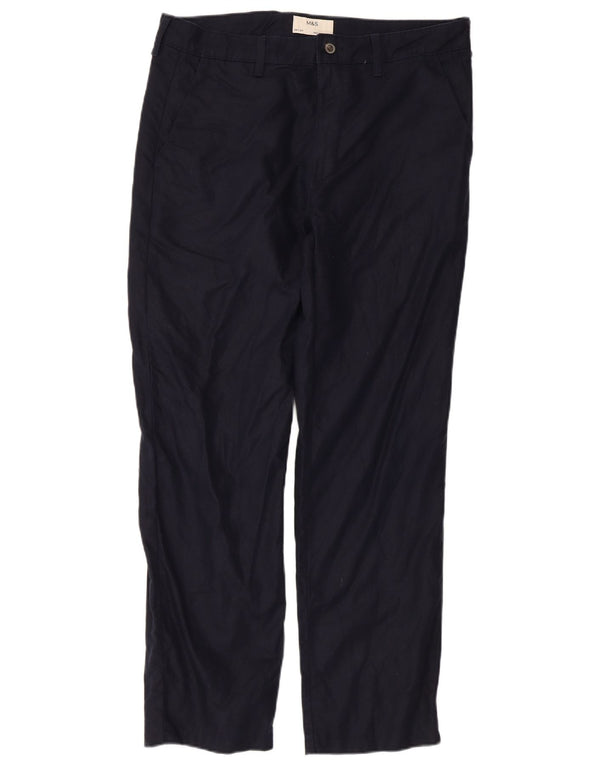 Marks & Spencer Womens Straight Chino Trousers W34 L31 Navy Blue Cotton