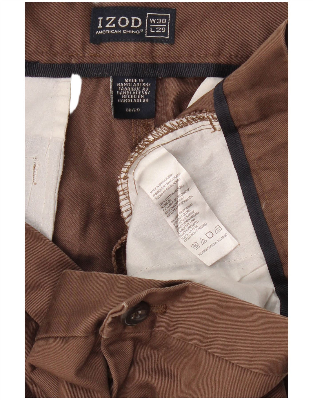 IZOD Мужские прямые брюки чинос W38 L29 коричневые, хлопковые