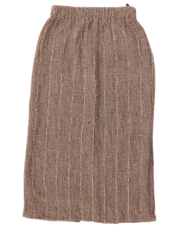 Винтажная женская юбка-миди W26, маленькая серая полосатая полиакриловая ткань