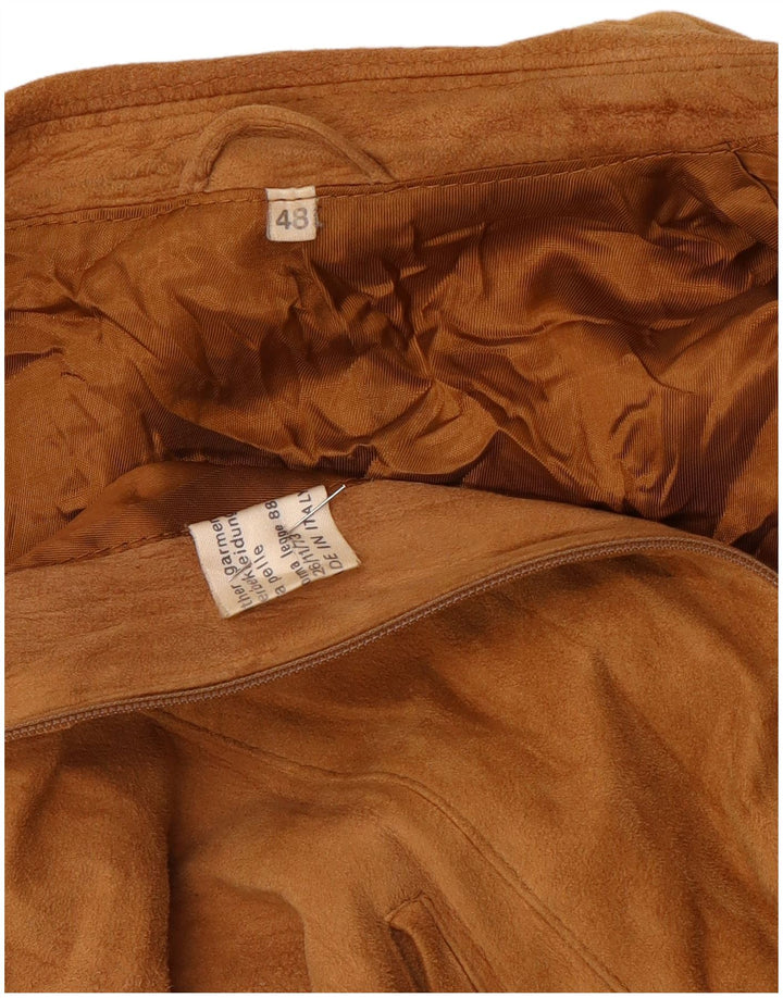 Винтажный женский замшевый бомбер IT 48 XL Коричневый кожаный