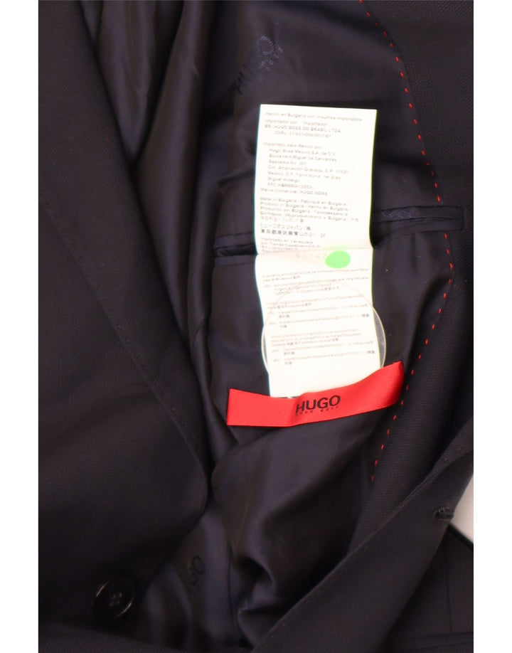 Мужской пиджак на 2 пуговицах Hugo Boss UK 46, маленький темно-синий из вискозы