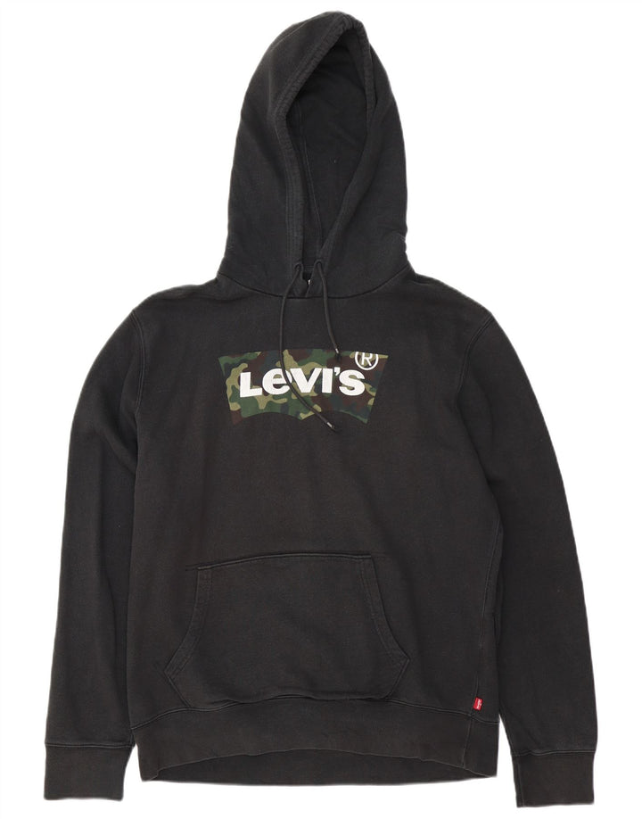 Мужской джемпер с капюшоном Levi's, черный, хлопковый, среднего размера