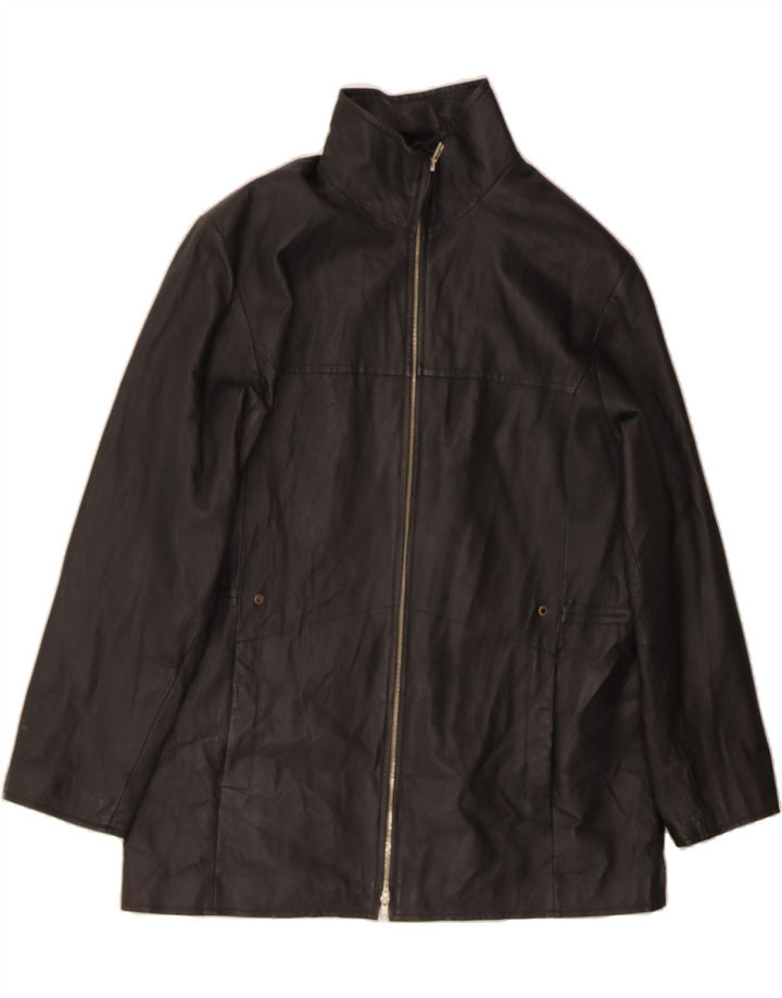 VINTAGE Womens Leather Coat UK 20 2XL Black Vintage Vintage and Second-Hand Vintage from Messina Hembry 