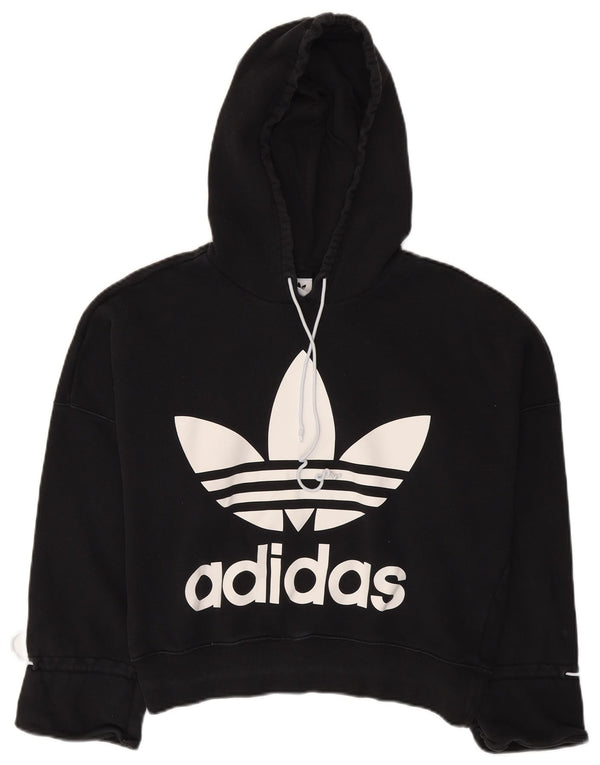 Женский укороченный джемпер с капюшоном Adidas Oversized UK 6 XS, черный хлопок