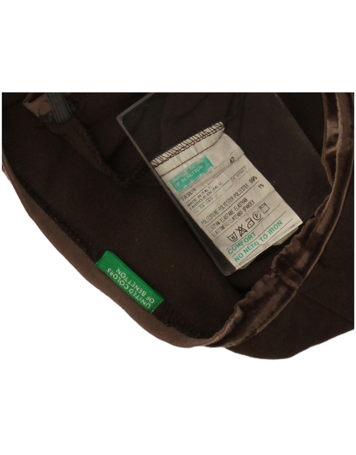 BENETTON Женская юбка-трапеция с заниженной талией IT 42 Medium W34 Коричневый полиэстер