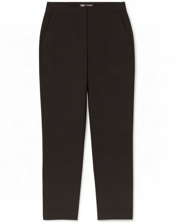 Женские зауженные костюмные брюки с завышенной талией Zara EU 34 2XS W24 L28, черные