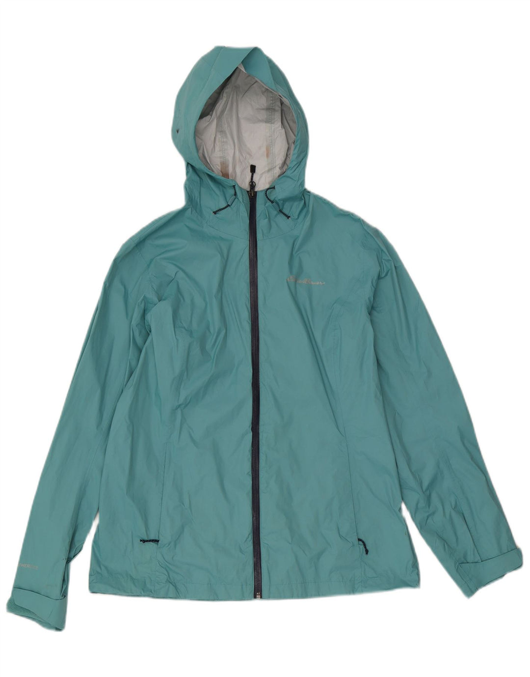 Женская дождевик с капюшоном Eddie Bauer UK 14, нейлон среднего синего цвета