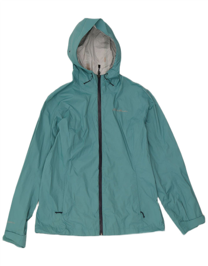 Женская дождевик с капюшоном Eddie Bauer UK 14, нейлон среднего синего цвета