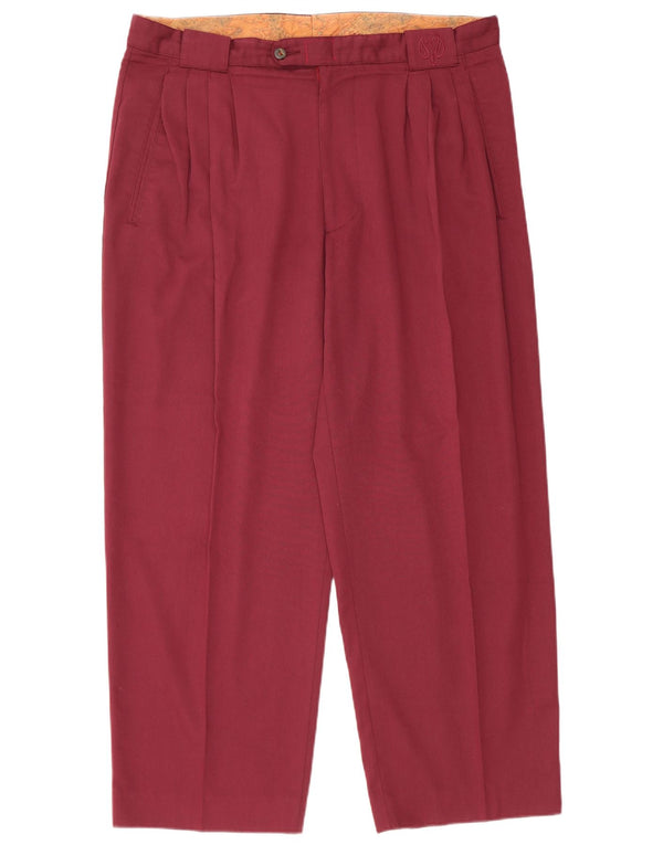 Винтажные мужские костюмные брюки с привязкой IT 54 2XL W36 L29 бордовый полиэстер
