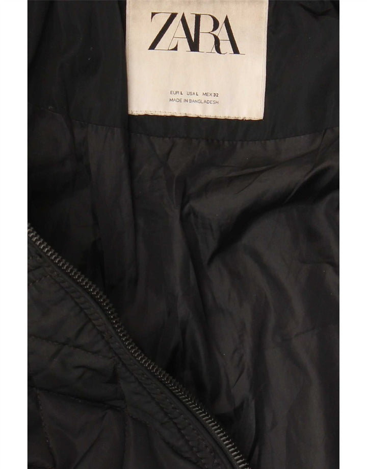 Женская стеганая куртка Zara UK 16, большой черный полиэстер