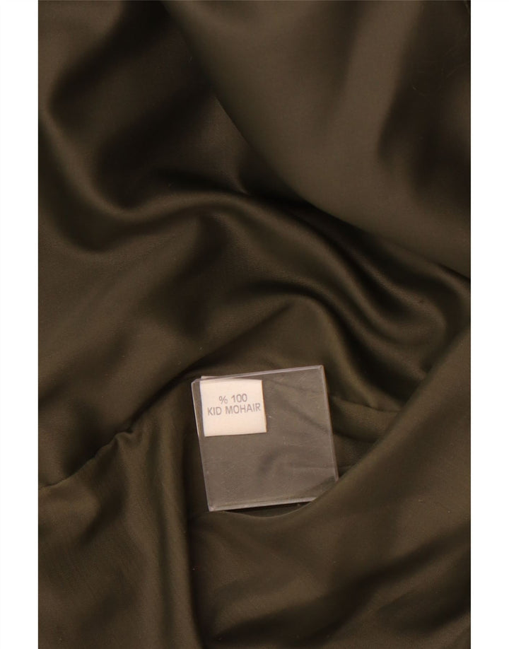 ВИНТАЖНЫЙ женский открытый кардиган, свитер UK 14, большой цвет хаки, мохер