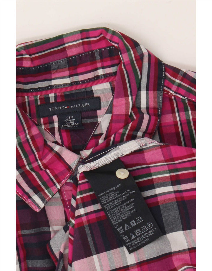 Женская рубашка Tommy Hilfiger UK 10, маленькая розовая клетка, хлопок