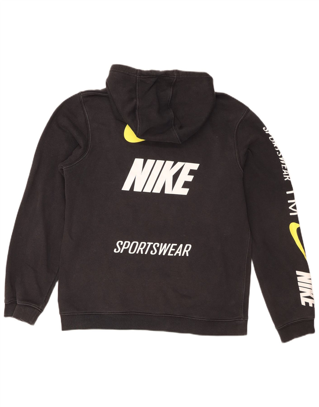 Мужской джемпер с капюшоном с рисунком Nike, средний черный, хлопковый