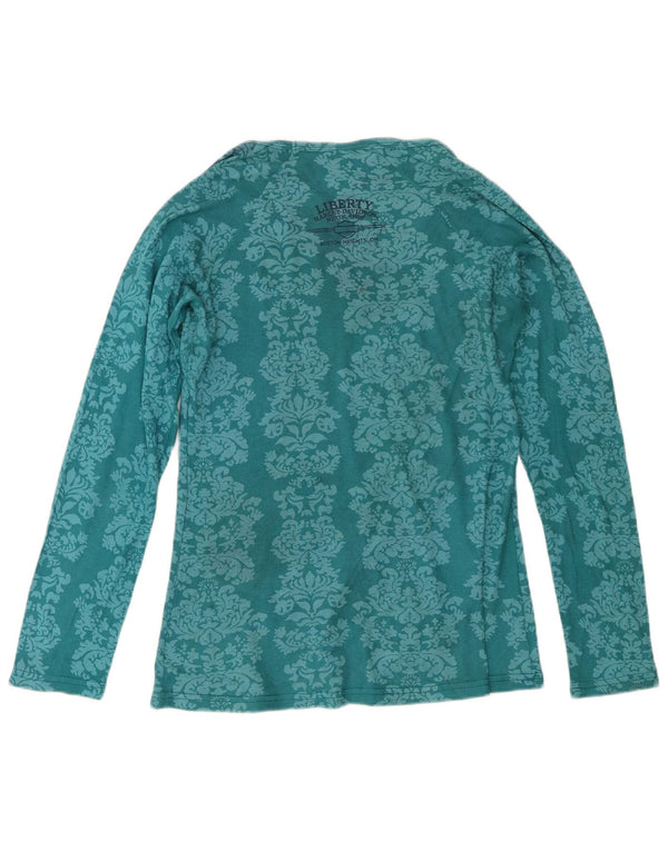 Harley Davidson Womens Top Long Sleeve UK 14 Large Blue Paisley Cotton