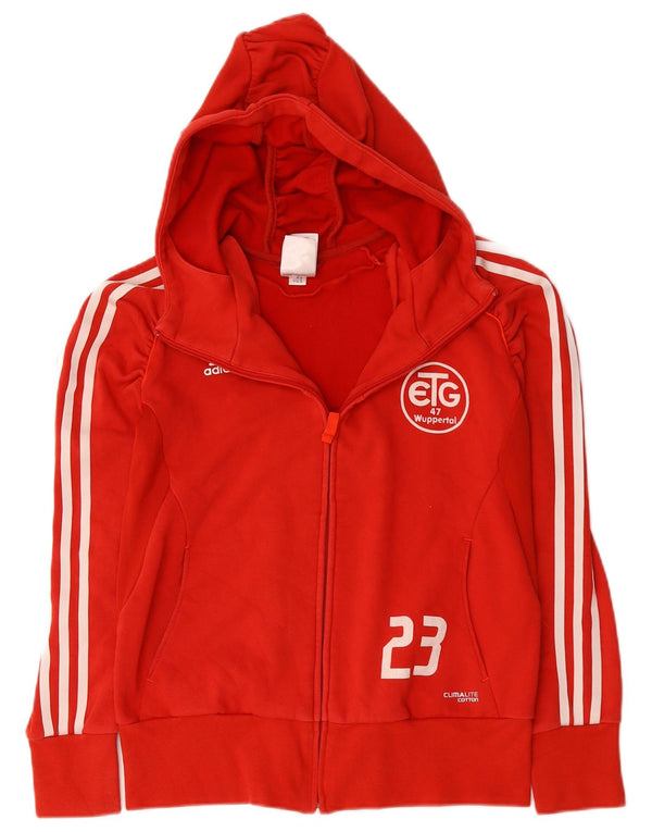Женский свитер с капюшоном Adidas Climalite на молнии с графическим рисунком UK 12, хлопковый средний красный
