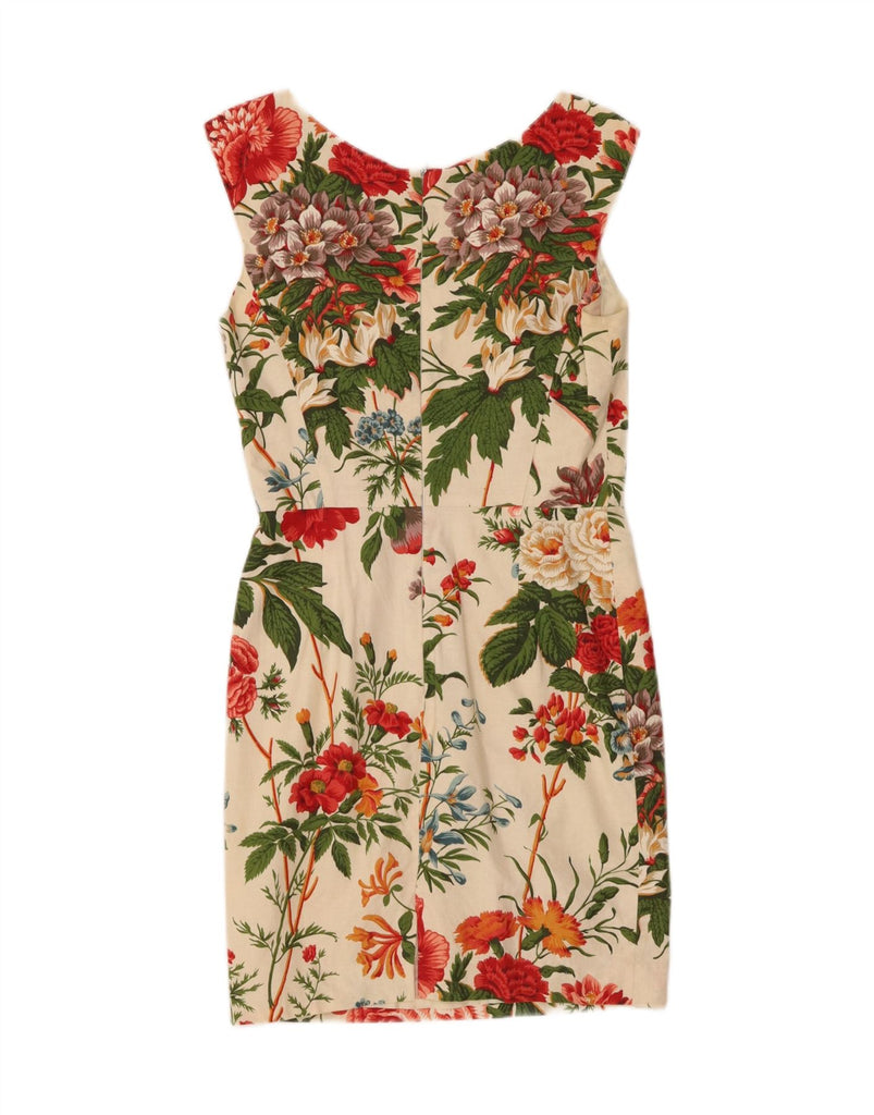 CACHAREL Womens Sleeveless Sheath Dress UK 8 Small Beige Floral Cotton Vintage Cacharel and Second-Hand Cacharel from Messina Hembry 