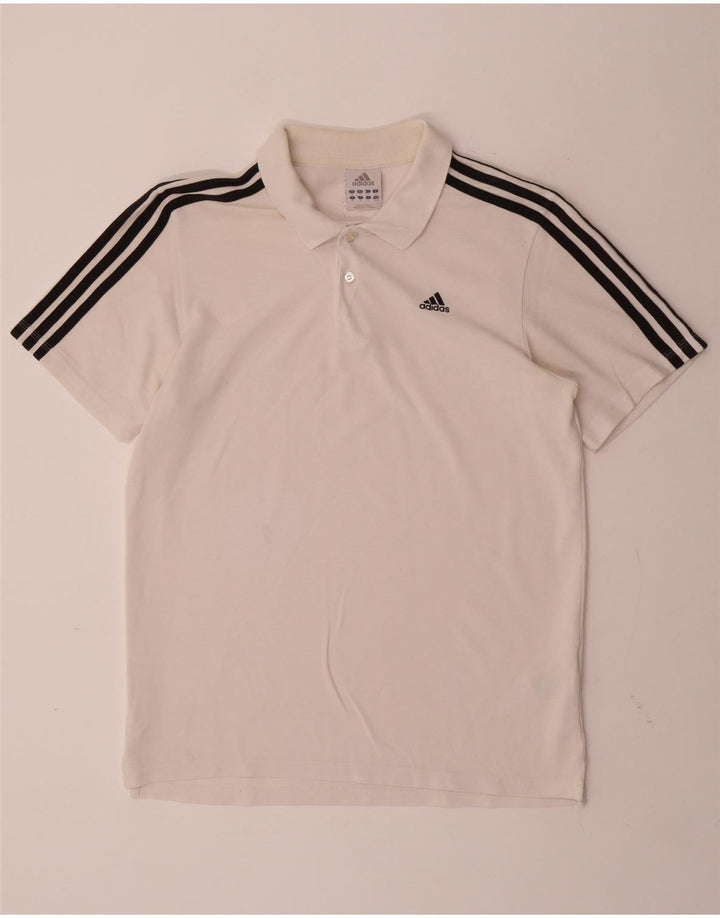 Мужская рубашка-поло ADIDAS из хлопка среднего размера белого цвета