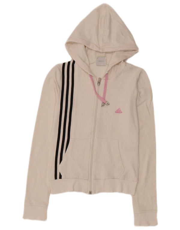 Женский свитер с капюшоном на молнии Adidas UK 18, большой белый хлопок