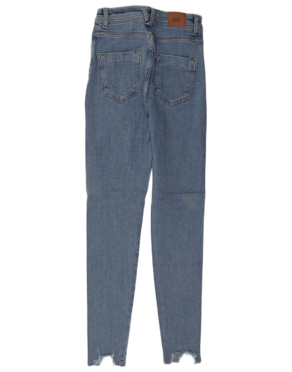 Женские джинсы скинни Zara с высокой посадкой EU 34 2XS W24 L28 Синий хлопок