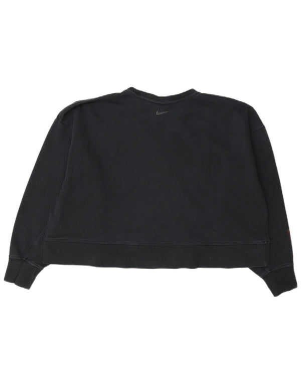 Женский укороченный свитшот с рисунком Nike Dri Fit UK 16, большой темно-синий