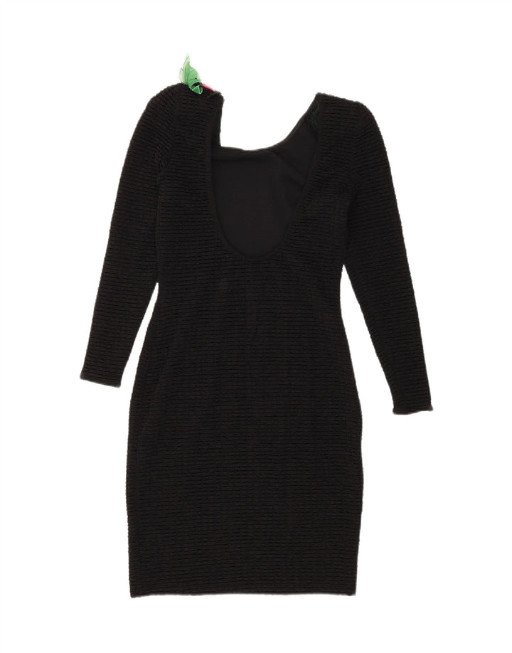 VINTAGE Womens Long Sleeve Bodycon Dress IT 40 Small Black Polyamide