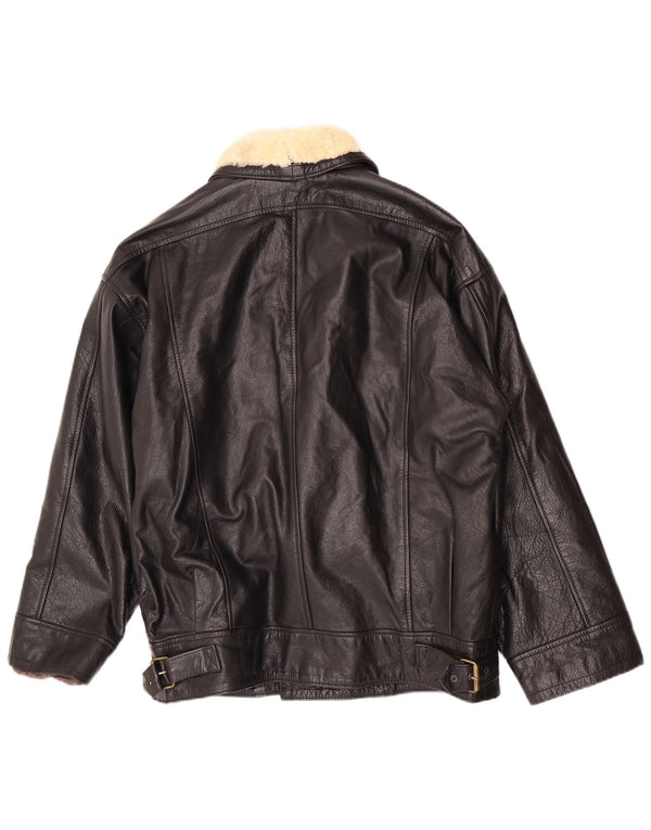 Винтажная мужская кожаная куртка IT 50 Medium Black Color Block