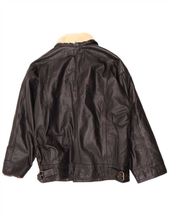 Винтажная мужская кожаная куртка IT 50 Medium Black Color Block